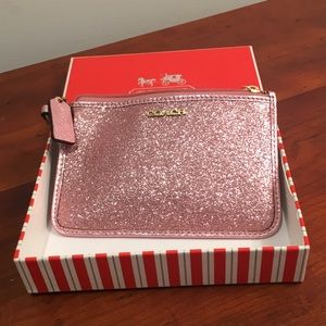 SPARKLY Pink Coach wristlet